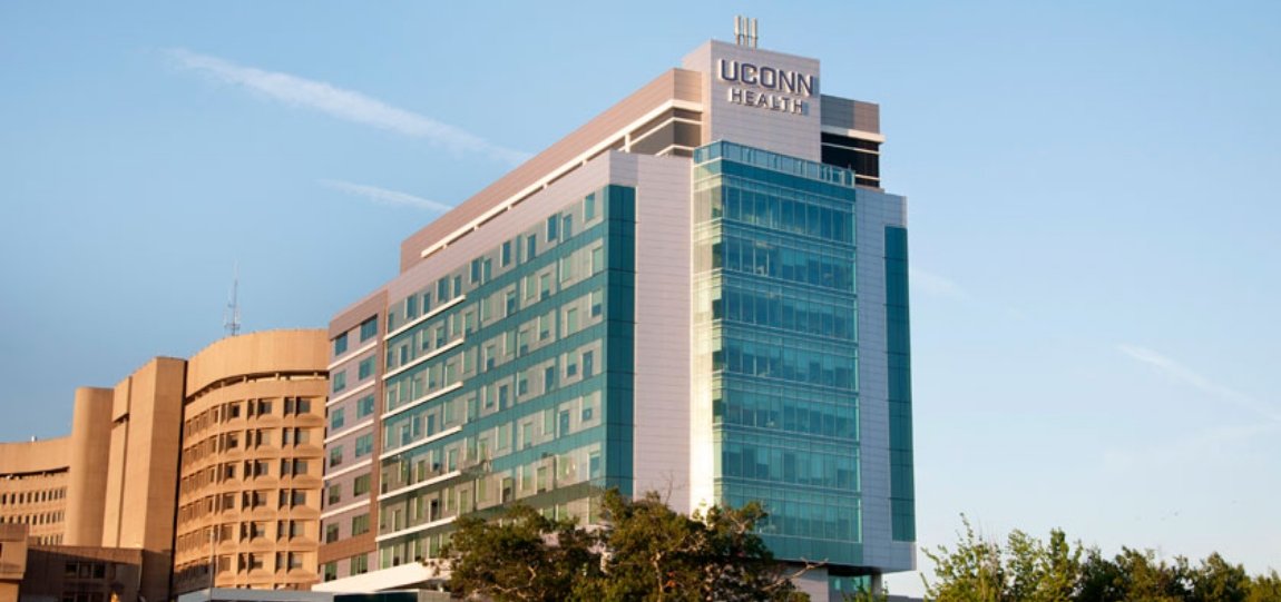 Exterior of multistoried building at UConn Health